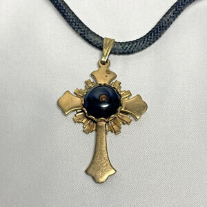 Stanhope Viewing Lens Lord's Prayer Cross Gold Tone Pendant Necklace Vintage